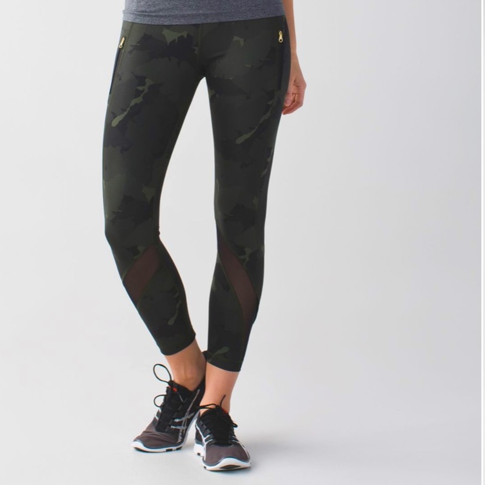 RARE Lululemon Inspire Tight II *Full-On Luxtreme (Mesh) Palm Party Gator Green